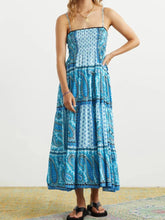 LIZAKOSHT - Vintage Women Summer Long Dress Bohemian Print Sleeveless Spaghetti Strap Beach Dress Female High Waist Vestidos