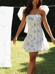 LIZAKOSHT - Elegant Off-Shoulder Ruffle Sleeve Maxi Dress Vintage Floral Print Boho Beach Party Long Dress with Belt