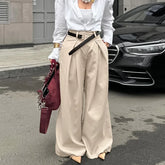 LIZAKOSHT  -  Casual Khaki Pleated Wide Legs Pants Women Chic High Waist Baggy Trousers Female 2025 Spring Summer New Fashion Office Pant