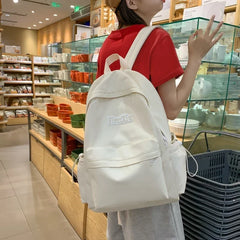 LIZAKOSHT - New Simple Solid Color Kawaii School Bag For Teenagers Girls Nylon Women Backpack Fashion Female College Student Travel Backpack