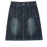 LIZAKOSHT - Vintage High-waisted Denim Skirt Women's 2026 Summer A-character Women's Mid-skirt
