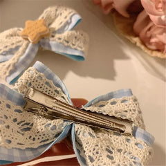 LIZAKOSHT - Cute Simulation Cookies Bow Side Clip Hairpin Japanese Lolita Women Hair Accessories D1426