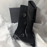 LIZAKOSHT  -  Fashion Vintage Women Western Knee High Boots Fashion Winter Belt Buckle Stripper Party Shoes Zapatos De Mujes