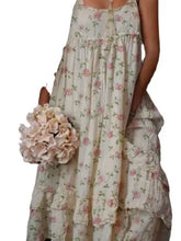 LIZAKOSHT - Floral U-Ne Loose Susp Dr Street Sle High Waist Knitted Polyester Fiber Svel Straight Tube Summer Dr