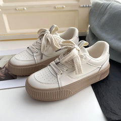 LIZAKOSHT - Leather Sneakers Women Designer Woman Sneakers Lace Up White Casual Ladies Spring Autumn Flats Woman Vulcanized Shoes