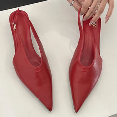 LIZAKOSHT - SEXY Pointed Toe Low Heels Sandals Women Fashion Shallow Elegant Slingback Sandal Female Summer Designer Dress Mules Pumps Women