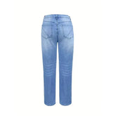 LIZAKOSHT - Womens Jeans Y2k Jeans Baggy Jeans Button Detail Design Straight Leg Denim Pants Comfortable Loose Trousers