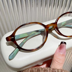 LIZAKOSHT - Y2K Oval Frame Glasses Women Retro Leopard Brand Shades Eyewear Computer Reading Eyeglasses Anti-blue Light Eye Decorative