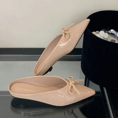 LIZAKOSHT - Summer 2025 Designer Women Slippers Bowknot Pointed Toe Women Heels Elegant Non-slip Women Sandals Mule Shoes Zapatos De Mujer