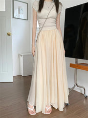 LIZAKOSHT - Cotton A-Line Skirts Loose Fashion New Women Minimalist Summer All Match Casual Gentle Office Lady Streetwear