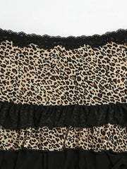 LIZAKOSHT - 2025 New Vintage Y2k Leopard Skirt Retro Punk Women Streetwear Sexy Lace Patchwork Low Waist Skirts Gothic Grunge Rave Clubwear