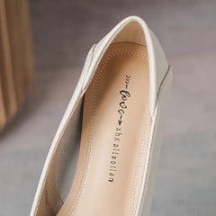 LIZAKOSHT - New Women 2.5cm High Heels Retro Style Pumps Female Elegant Pearl Pointed Toe Block Heels Lady Fashion Shallow Party Shoes