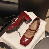 LIZAKOSHT - Shoes Summer High Heels Sandals Ladies Branded Pumps Square Toe Mary Jane Sweet Casual Spring African Fashion Latest Retro