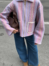 LIZAKOSHT  -  Chic Colorful Striped Lapel Collar Jacket Women Full Sleeve Zipper Patch Pockets Coat 2025 Autumn Female Chic Casual Outerwear