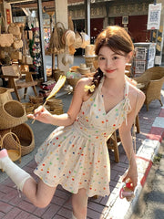 LIZAKOSHT - Summer Japanese Kawaii Y2k Dress Women Casual Sleeveless Hanging Neck Dress Beach Even Party Sexy Mini Dress Female Fashion