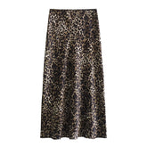 LIZAKOSHT - 2024 French Ladies High Street Fashion Leopard Print Midi Skirt Women Faldas Mujer Moda Skirts Womens XS-L