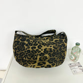 LIZAKOSHT - Large Capacity Leopard Hobo Bags Women Korea Style Cloth Shoulder Bags Lazy Style Canvas Leisure Or Travel Bags Shopper Packages