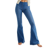 LIZAKOSHT - large size women slimming straight tube slight bell bottoms multi-color pantalones Fashion trend denim pants for women