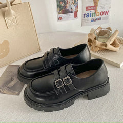 LIZAKOSHT - Shoes Woman Black Flats British Style Oxfords Casual Female Sneakers Ladies' Footwear Clogs Platform Shallow Mouth Loafers