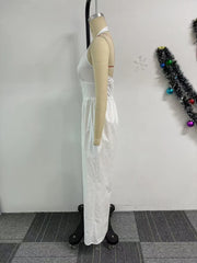 LIZAKOSHT - Solid Loose Minimalist Backless Jumpsuits for Women Square Collar Sleeveless High Waist Casual Jumpsuits Female Fashion New