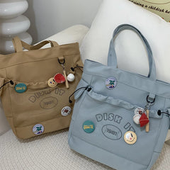 LIZAKOSHT - Cute Preppy Youth Nylon Large Capacity Women Shopping Totes Leisure Handbags Luxury Designer Leisure Shoulder Bags