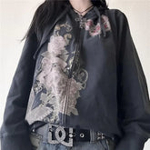 LIZAKOSHT  -   Women's Fall Grunge Hoodies Sweatshirts Skull Floral Print Long Sleeve Hood Jacket Zip Up Loose Coat Y2K Aesthetic Streetwear