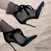LIZAKOSHT - Fashiondot mesh pointed toe women party shoes sexy thin heel women shoes