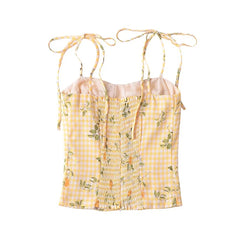 LIZAKOSHT - New Women French Style Floral Print Chiffon Camis Sexy Sleeveless Female Holiday Summer Chic Crop Top