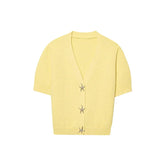 LIZAKOSHT - Knit Solid Women's Cardigan Fashion Loose Single-breasted Short Sleeve Female Sweater Summer V Neck Lady Knitwear 2025