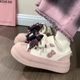 LIZAKOSHT - Bow Tie Womens Sports Shoes Sweet Kawaii Korean Style Women Sneakers Autumn Niche Mixed Color Casual Women Shoes