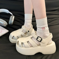 LIZAKOSHT - Shoes Ladies' Slippers Slipers Women Luxury Slides Fretwork Heels Platform Summer Designer Scandals House Slippers Platform