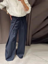 LIZAKOSHT - High Waist Striped Wide-Leg Pants For Woman Loose Irregular Floor-Length Trousers Single Bitton Pockets Fashion Casual Clothes