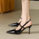 LIZAKOSHT - Sexy Pointed Toe High Heels Women Elegant Office Shoes Women Pumps Red Patent Leather Shallow Fashion High Heel Sandals Female