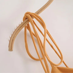 LIZAKOSHT  -  Sexy Solid Yellow Corset Style Bow Lacing up Strap Sling Dress Retro French Style Women Hem Slit Midi Long Dresses Holiday Robe