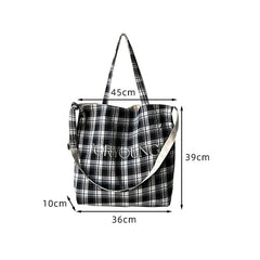 LIZAKOSHT - Women's Checkered Shoulder Bag Student Plaid Crossbody Bags Versatile Large Capacity Handbag