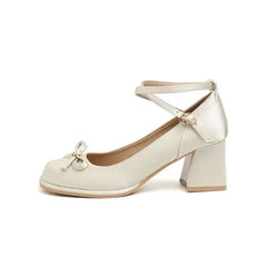 LIZAKOSHT - Design Women Platform Pumps Spring High Heels Buckle Strap Mary Jane Shoes Woman Elegant Bows Thick Heeled Party Single Shoes