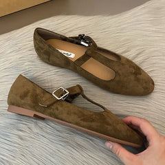 LIZAKOSHT - Autumn Women Flat Shoes Fashion Round Toe Slip On Ladies Elegant Mary Jane Shoes Soft Flat Heel Outdoor Dress Ballerine New Shoe