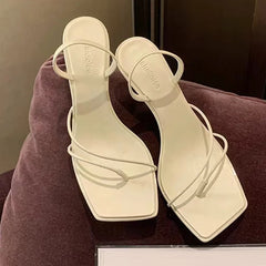 LIZAKOSHT - sexy ladies summer shoes narrow band high heels sandals women brand designer clip toe gladaitor sandalias mujer party slides