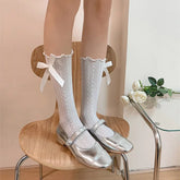 Lizakosht New Mesh Fishnet Lace Socks JK Japanese Fashion Sweet Girls Cute Bow Kawaii Socks Ballet Style Frilly Ruffles Socks Women