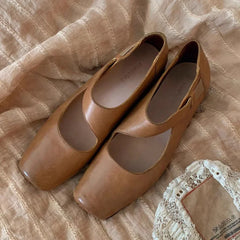 LIZAKOSHT  -  Flat Shoes Women's New Spring and Autumn Summer Genuine Leather Retro Round Toe Flat Ballet Shoes Mary Jane Single Shoe Flats
