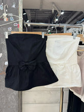 LIZAKOSHT - Black Bow Decor Strapless Tube Top Woman Summer Elastic Waist Sleeveless Slim Crop Tops Solid Sweet Preppy Style Cotton New Vest