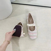 LIZAKOSHT - Slip On Cozy Women Shoes Fashion Butterfly Knot Flats Tweed Leisure Zapatos Mujer Spring Autumn New Brand Design Sapato Feminino