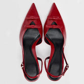 LIZAKOSHT - Pointed Toe Weddings Bridal Women High Heels Shoes Brand Designer Female Party Stiletto Classic Bow Red Ladies Slingback Pumps