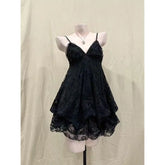 LIZAKOSHT - Japanese Vintage Style Strap Dress Women Korean Fashion Black Lace Cami Dresses Summer Sweet Patchwork New One Piece Dress