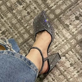 LIZAKOSHT - Luxury Crystal Super-high Heels Sandals Women's Square Toe Heeled Shoes 2025 Summer Trend Fad Chunky Pumps Slingback Lady Shoes