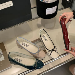LIZAKOSHT - Fashion Round Toe Flats Ballet Shoes Wedges Low Heels Design Shallow Ballerina 2025 Spring Loafers Soft Moccasin Bow Shoes Mujer