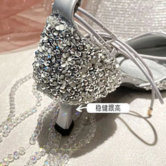 LIZAKOSHT - Fashion Women 5.5cm High Heels Sexy Party Bling Pumps Lady Sequins Strappy High Heels Female Pumps Elegant Pointed Toe Stiletto