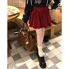 LIZAKOSHT - Kawaii Bow White Mini Skirt Women Japanese Cute Lace Patchwork Skirts Summer Harajuku Korean Ruffles Chic A Line Faldas
