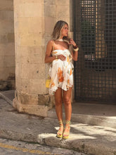 LIZAKOSHT - solid Irregular Ruffle print Halter Dresses Summer New Sleeveless Off Shoulder Holiday Robes Women Chic Highstreet Beach Dresses