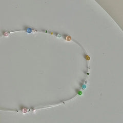 LIZAKOSHT - Korean Style Necklace Sweet Resin Aesthetics Beaded Necklace Colorful Beads Girl Choker Fashion Jewelry